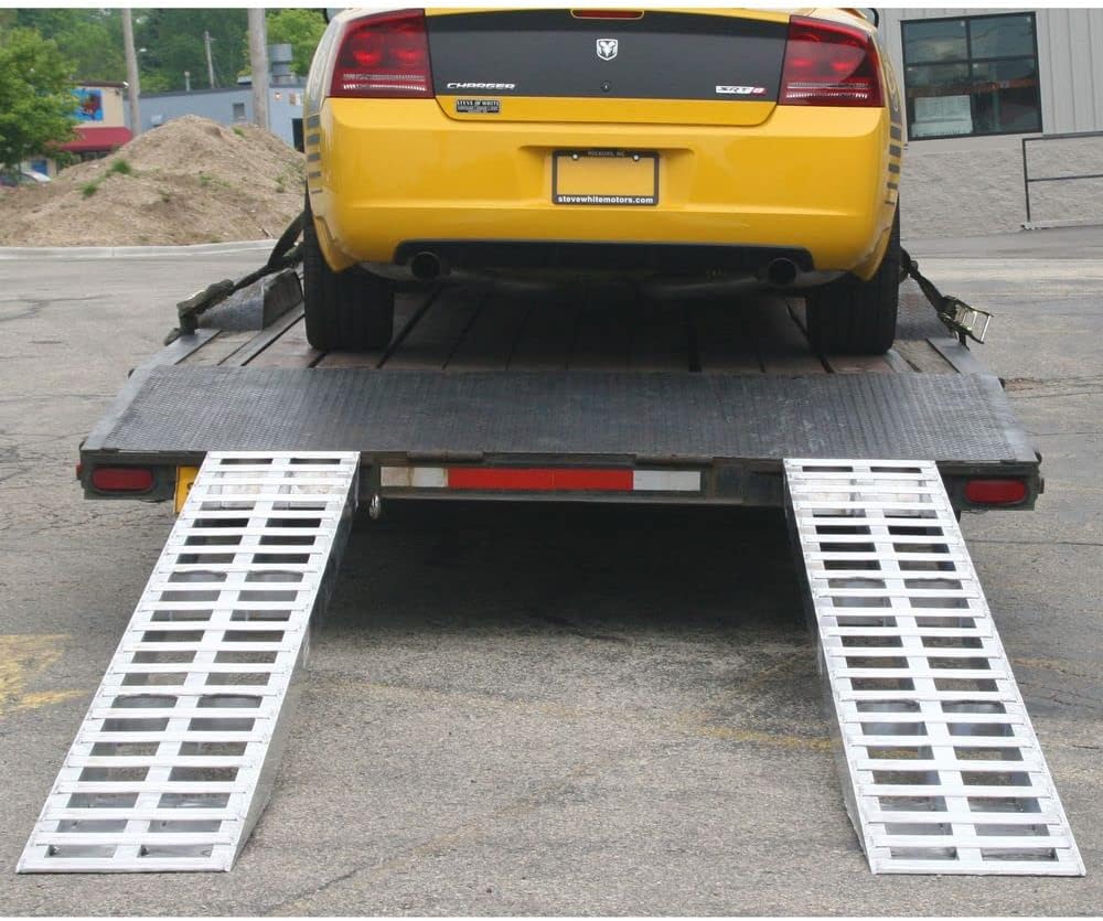 10' Aluminum 5,000 lb Car & Truck Loading Trailer Ramps with Plate Ends