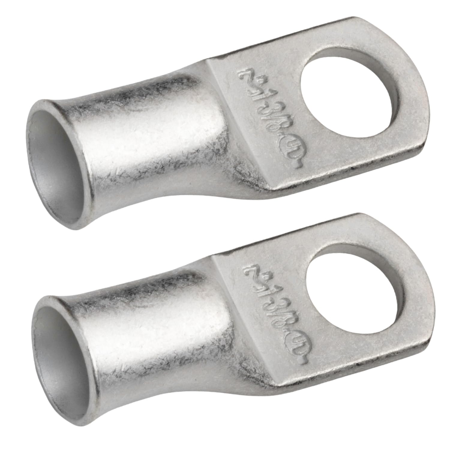 SELTERM 1 AWG - 3/8" (M10) ⌀ Hole UL Marine Grade Wire Lugs, Battery Cable Ends, Tinned Copper Eyelets, Tubular Ring Terminal Connectors [B60] - 2 Pack