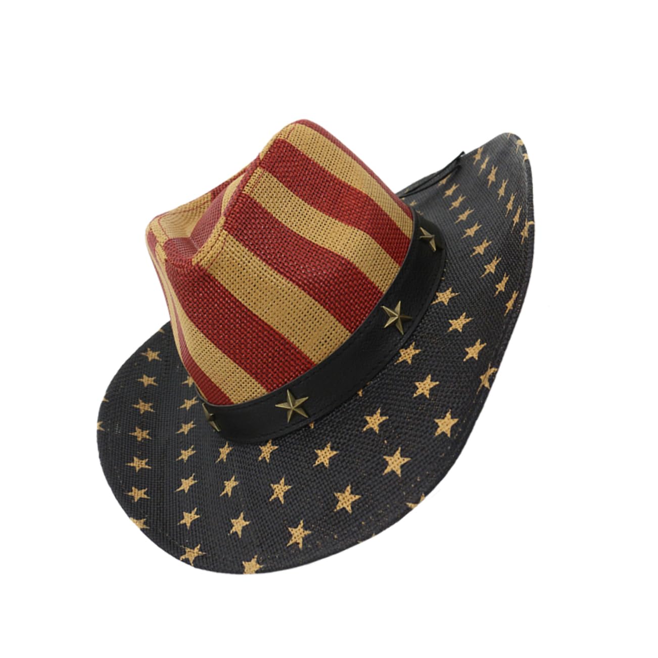 CALLARON Lightweight Breathable Straw American Flag Hat Decorative Cowboy Hat for Cosplay Parties