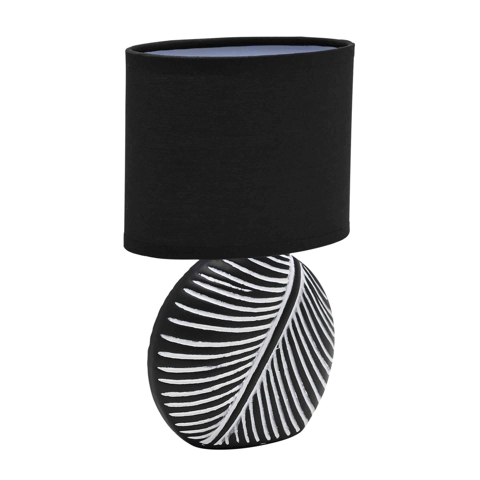 Widdop and Co Hestia Natural Circle Leaf Lamp, Black and White, Ceramic, Contemporary and Stylish Design, Table Lamp - Image 2