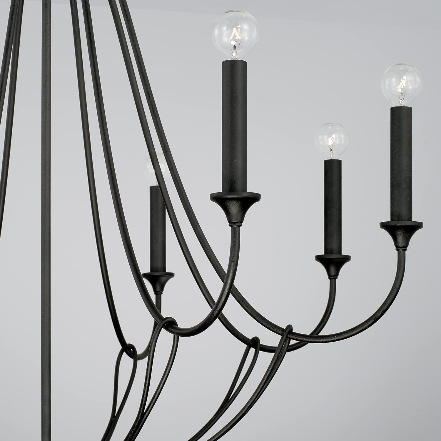 Capital Lighting 441681BI Bentley Transitional Airy Design Candle Chandelier, 8-Light 480 Total Watts, 36" H x 38" W, Black Iron