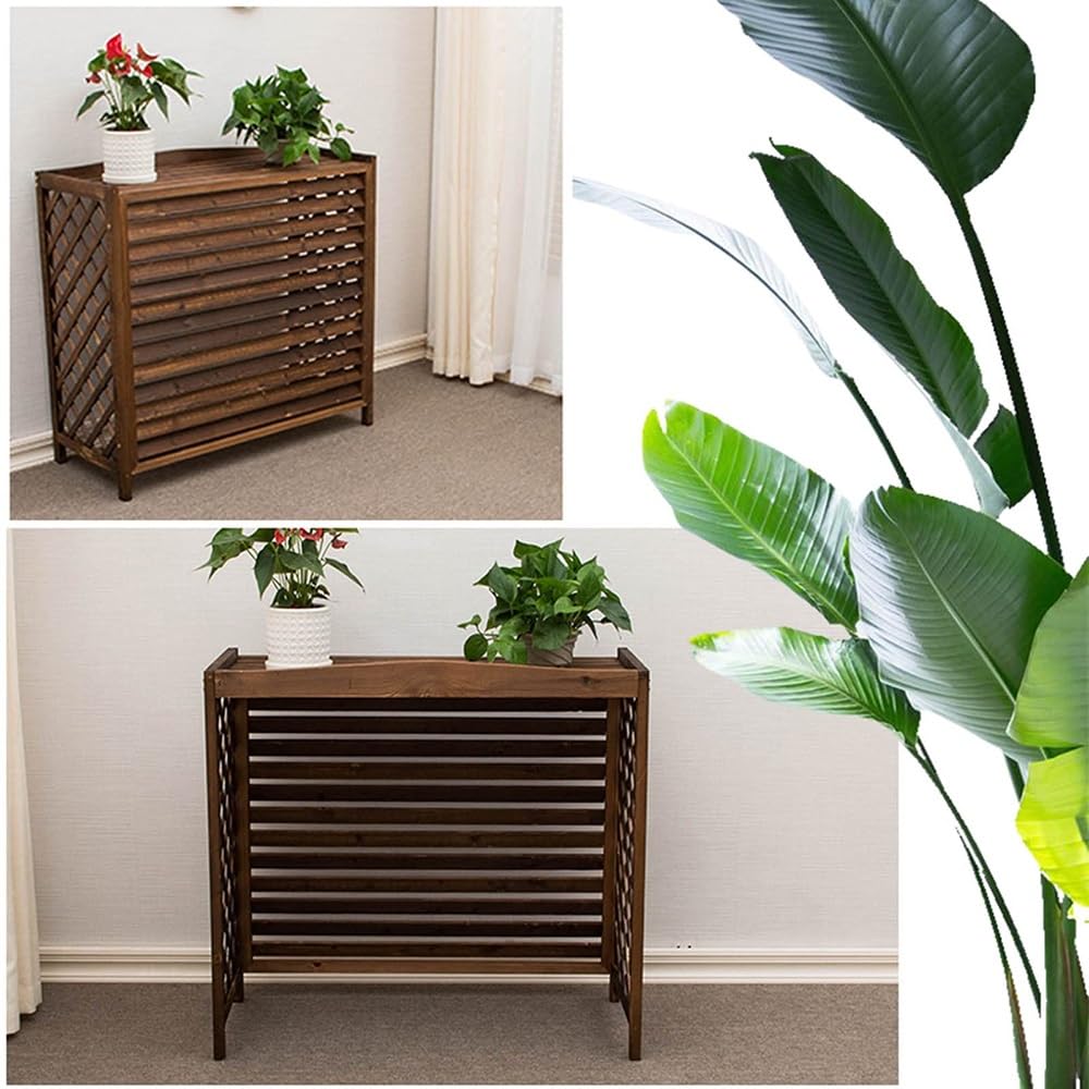 Copertura Condizionatore Esterno Copri Condizionatore Esterno Legno Rack Per Condizionatore D'Aria Nascosto Nel Cortil Griglie Protettive Robuste Antifurto,Marrone ( Misurare : 96Lx40Wx89H cm )