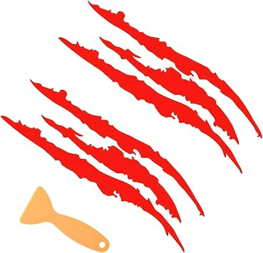 2 PCS Car Claw Mark Stickers, Monster Claw Mark Car Headlight Decorative Stickers, Waterproof Personalized Scratch Striped Headlight Car Sticker, Universal for Sedan SUV Truck Red