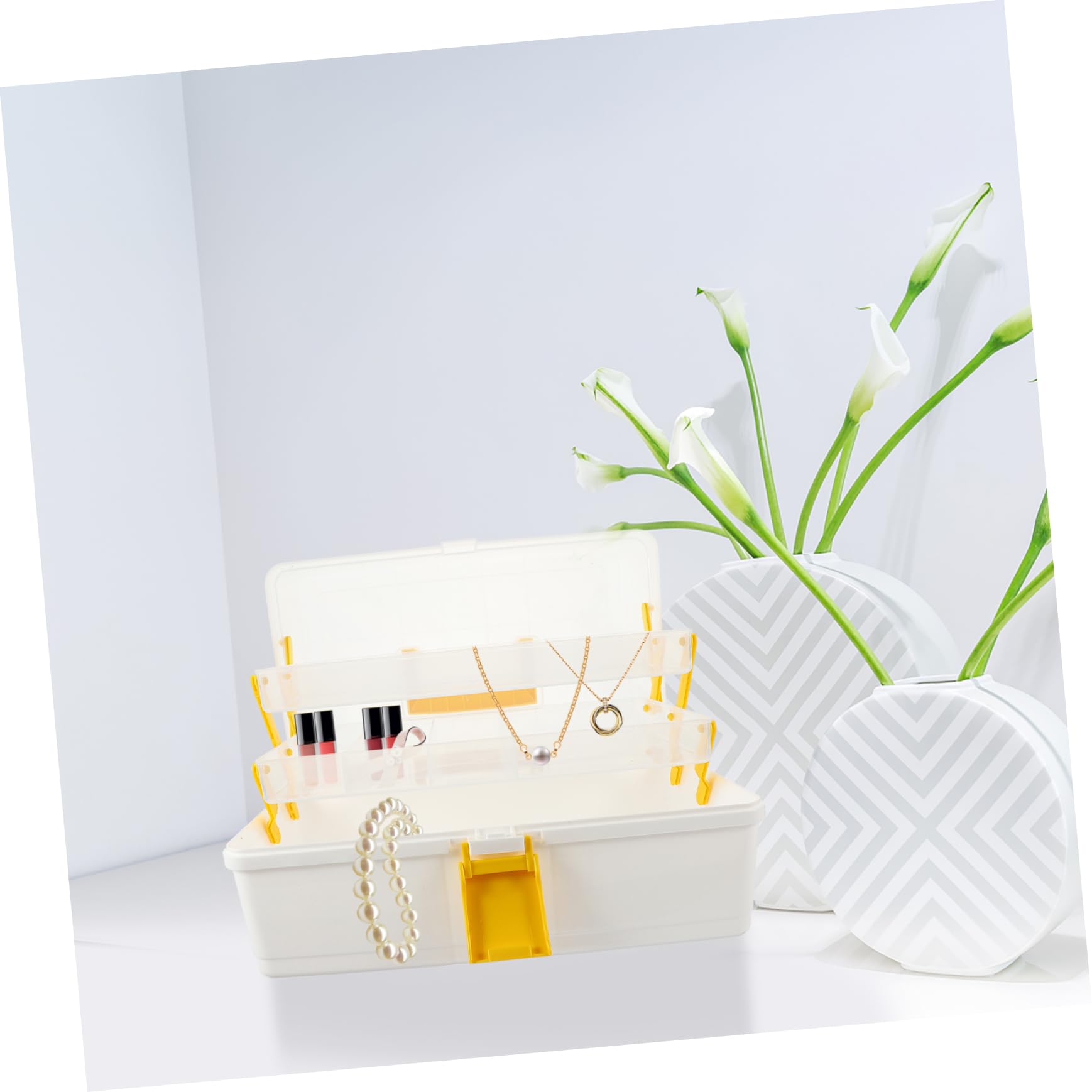 Healeved Aufbewahrungsbox für Haarspangen aus Kunststoff Gelb Organizer für Kopfbedeckungen und Snacks Modisch und Praktisch Einfache Aufbewahrung Geeignet für Mädchen und Frauen Reisen