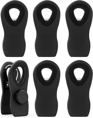 Miniatura 1 de Clips para chips, clips para bolsa, paquete de 6 clips magnéticos negros, clips para bolsas de chips, clips de alimentos, clips para bolsas para