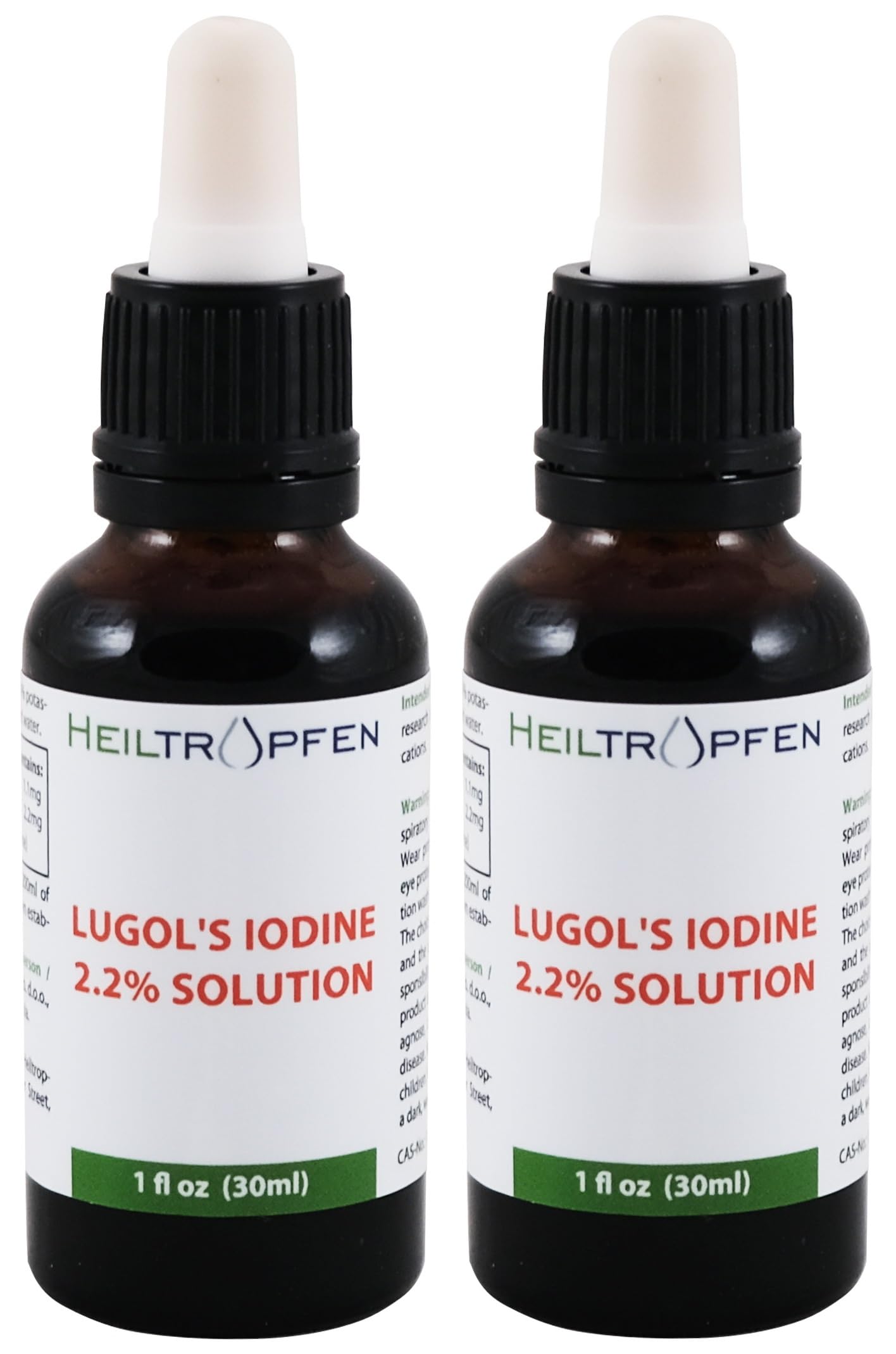 2X 2.2% Lugol's Iodine Solution 2x1 Fl Oz - 2x30 ml | Pharmaceutical Grade Ingredients | Lugols Solution Made with Iodine and Potassium Iodide | Set of Two Bottles | ®