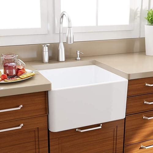 Miniatura 3 de Nantucket Sinks T-FCFS-20 - Fregadero de cocina de granja de arcilla refractaria de 20 pulgadas, color blanco