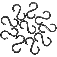 50pcs Black Plastic S-Shaped Hooks with Strong Carrying Capacity and Sturdy Design, Hanging Holders for Kitchen, Bathroom, and Storage Organisation