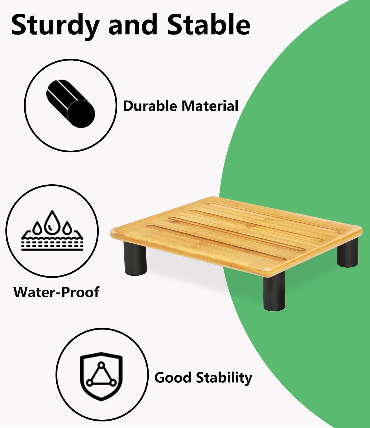 Bamboo Safety Stool Wood One Step Stool Mobility Half Step Stool Stepping Stool Foot Stool Natural Color with Solid Wood for Stairs Bed Kitchen Bathroom Cars