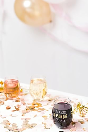 Miniatura 2 de Pearhead He esperado 9 meses para esto Copa de vino sin tallo, perfecta para el Día de la Madre, regalo ideal para baby shower, posparto, nuevas