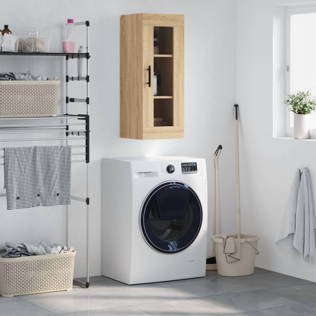 Mobile Pensile Rovere Sonoma 34,5x34x90 cm Armadio Vetro