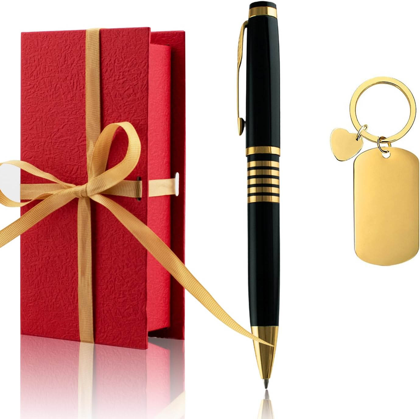 Yastar Personalized Ballpoint Pen Luxury Pen with a with Custom Keychain - Engraving with your Message Names Company Names Phone Number Gift for Business Men Women Friends Business Employees