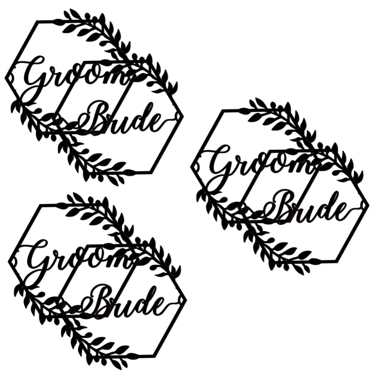 PRETYZOOM 3sätze Hochzeitsstuhl-schild Dekorativen Braut Und Bräutigam-symbolen Holzschild Mit Satinband Stuhldekoration Für Hochzeitsfeiern