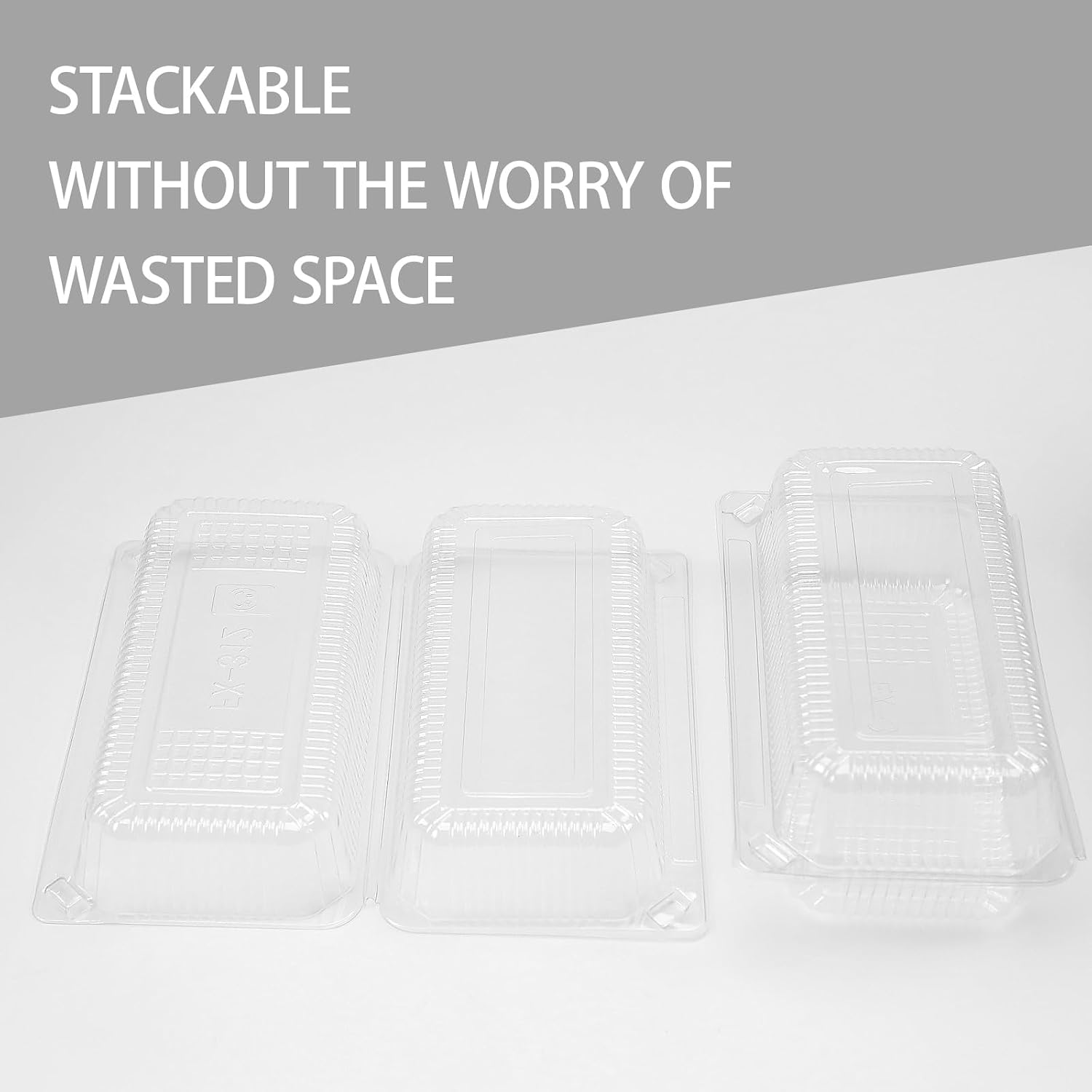200PCS Clear Plastic Hinged Loaf Containers, 8.66x5.12x3.15 Inch Disposable Clamshell Dessert Take Out Food Containers Cake Slice Boxes for Bakery, Cafe