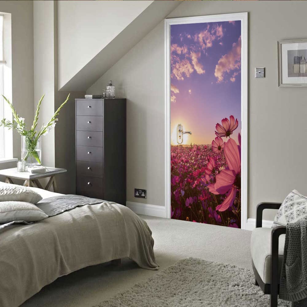 Adesivi Murali 3D Per Porta, Effetto Tramonto, Autoadesivi, 77x200 Cm, Per Soggiorno E Camera Da Letto, Rimovibili, PVC Ecologico