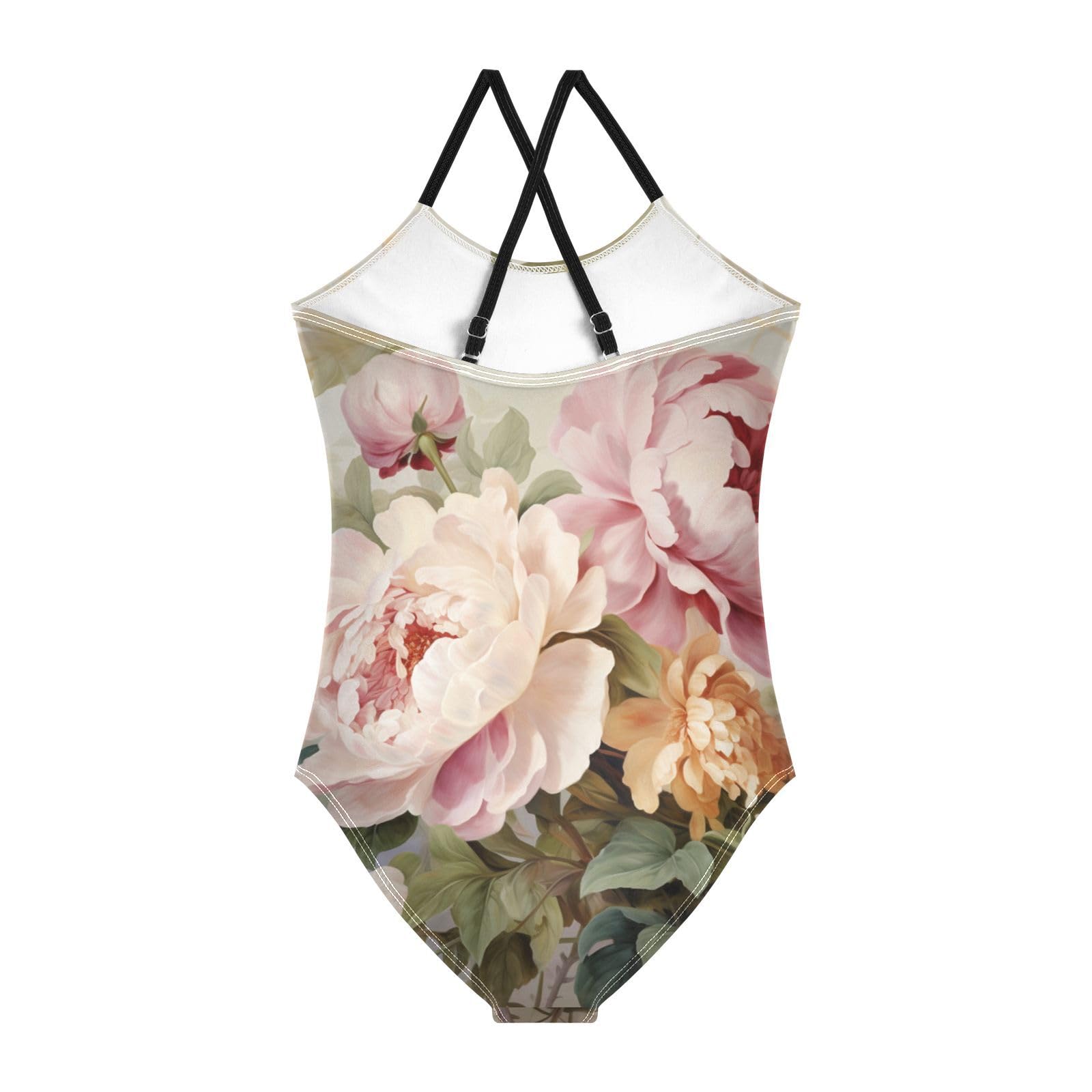 senya Girls Swimsuits Gentle Peony One-Piece Swimwear Quick Dry Girls Bathing Suits for 9-10 Years Old Multicoloured