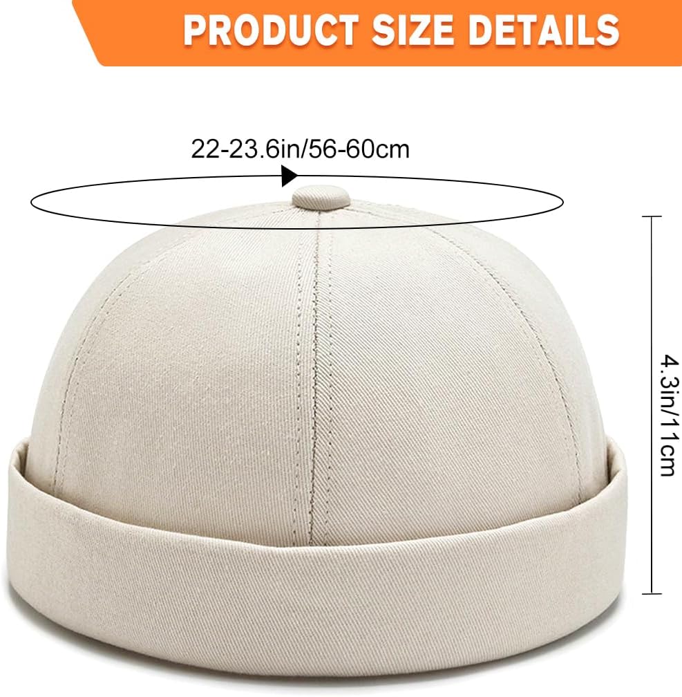 Malaxlx 2 Pcs Mens Brimless Docker Cap Set - Retro Worker Sailor Skull Cap Beanie with Rolled Cuff - Image 6