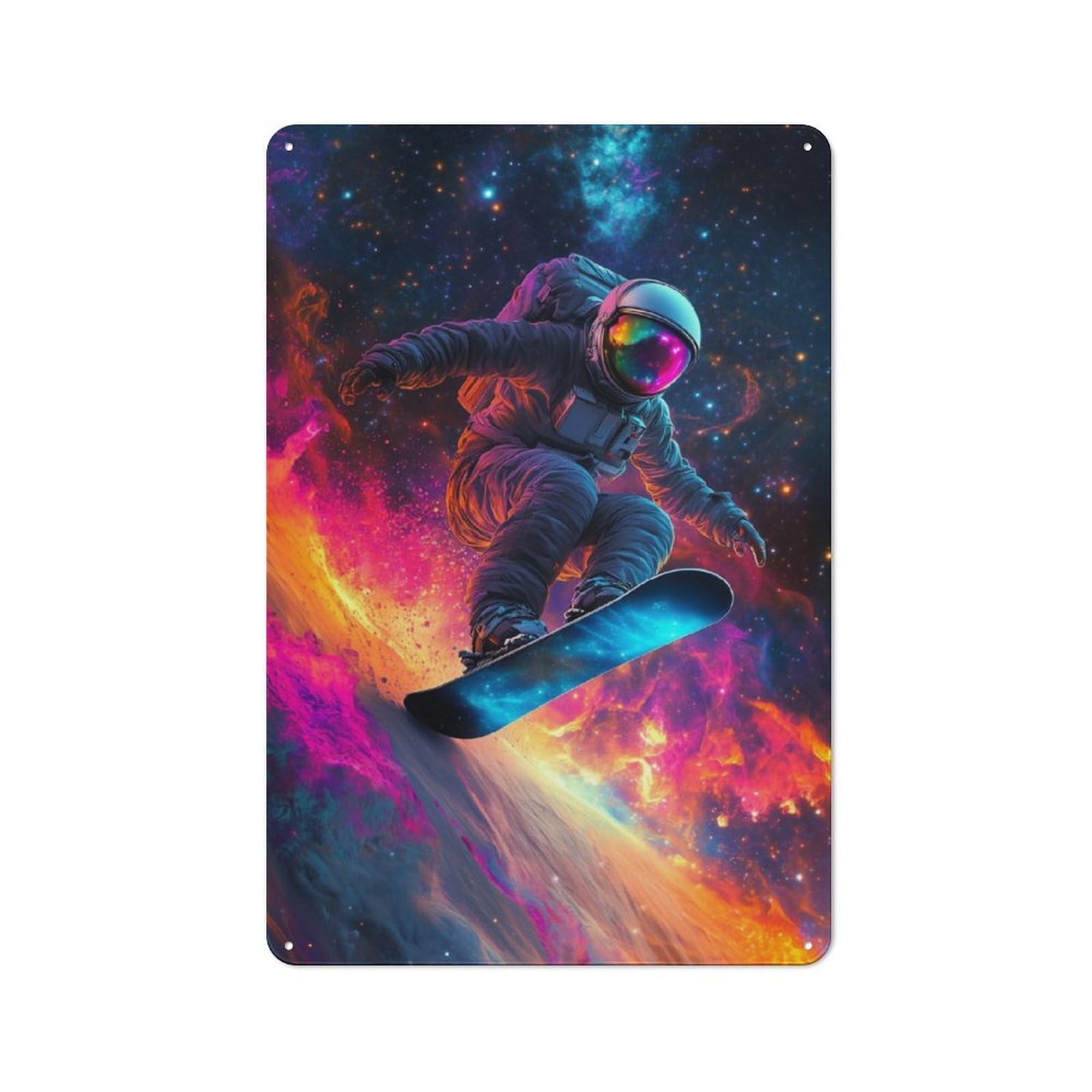 Junmoney Astronaut Snowboarding In Space Vintage Metal Plaque 30X20cm For Man Cave Or Games Room, For An Autumn Update To Man Cave And Games Room