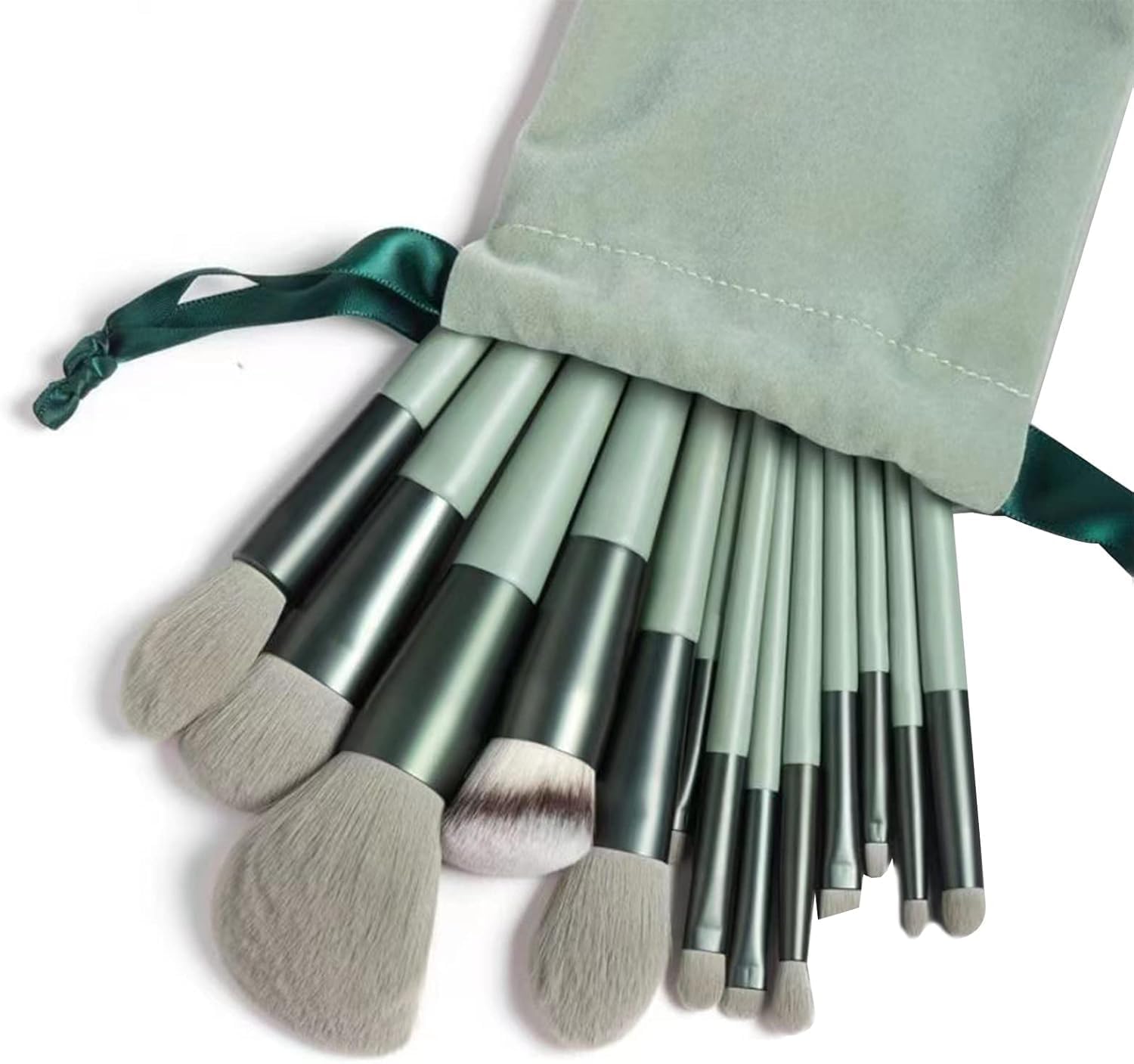 MF® Makeup Brushes,13 PCS Make Up Brush Set for Foundation Eyebrow Concealer Eye Shadows Powder,Makeup Brush Kits for Travel and Daily Makeup Use (Green).-image-19
