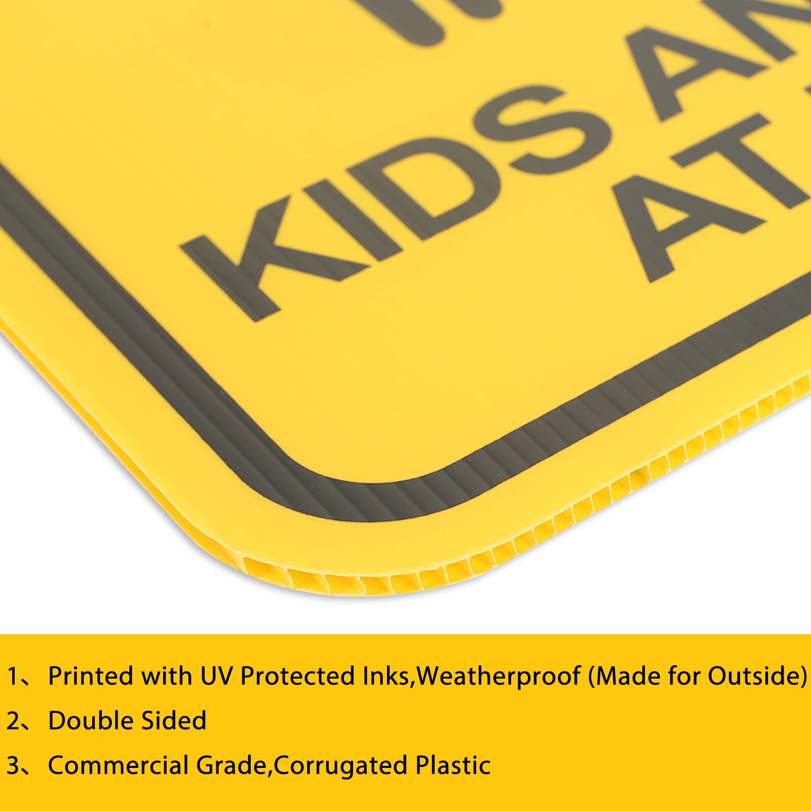 Letrero de ralentización con estaca H, 40,6 x 30,5 cm, letrero de seguridad para niños y mascotas en la calle, letrero de seguridad de doble cara para niños, impermeable, resistente a la