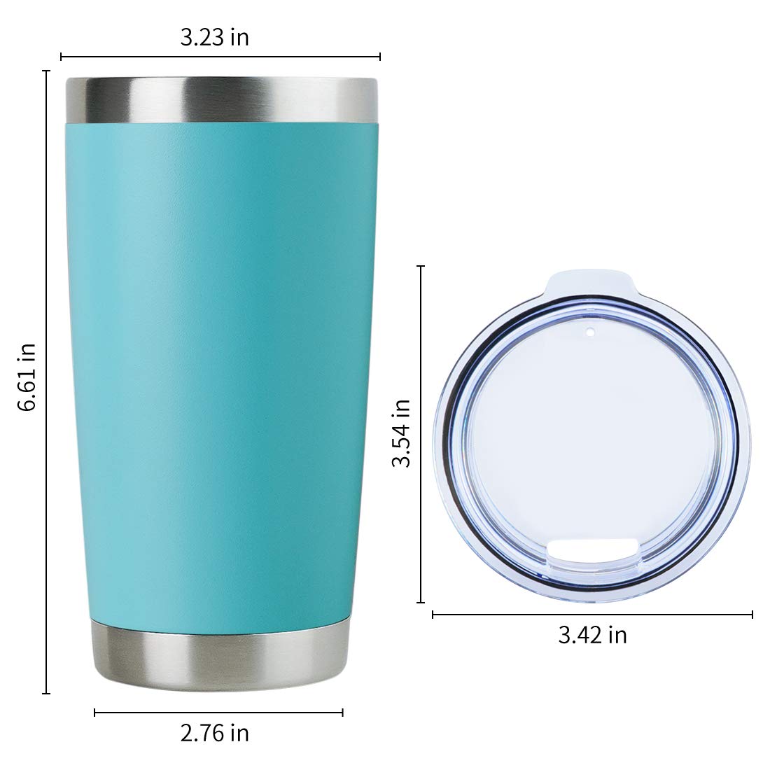 Domicare - Taza de café de acero inoxidable con tapa, doble pared, aislada al vacío, con revestimiento de polvo duradero