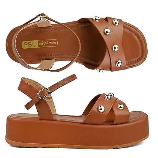 Sandália Feminino Flatform Salto Alto Anabela Flat Form Confortável FT3.01