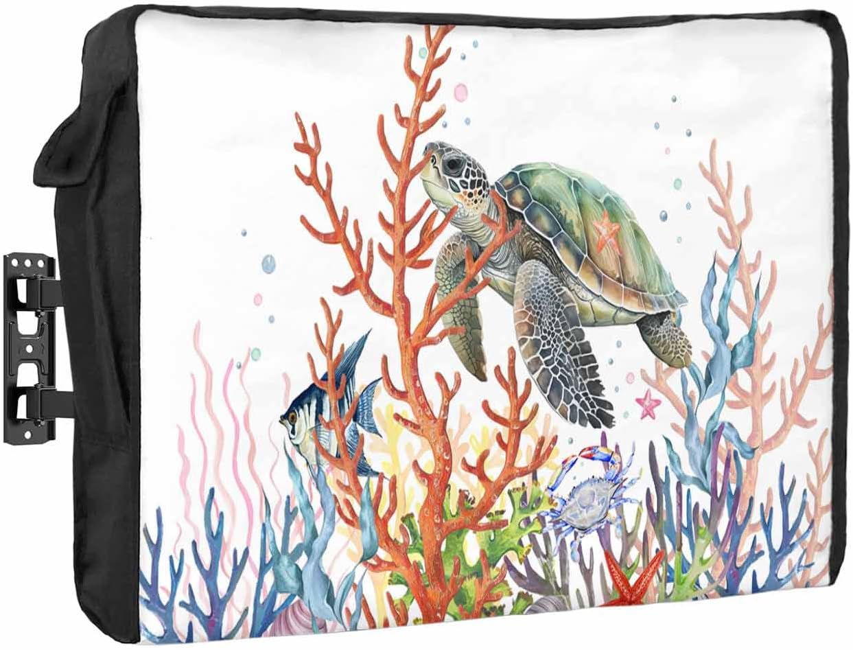 Beach Turtle Waterproof Outdoor TV Cover 5255 Inch Weatherproof, Outside Television