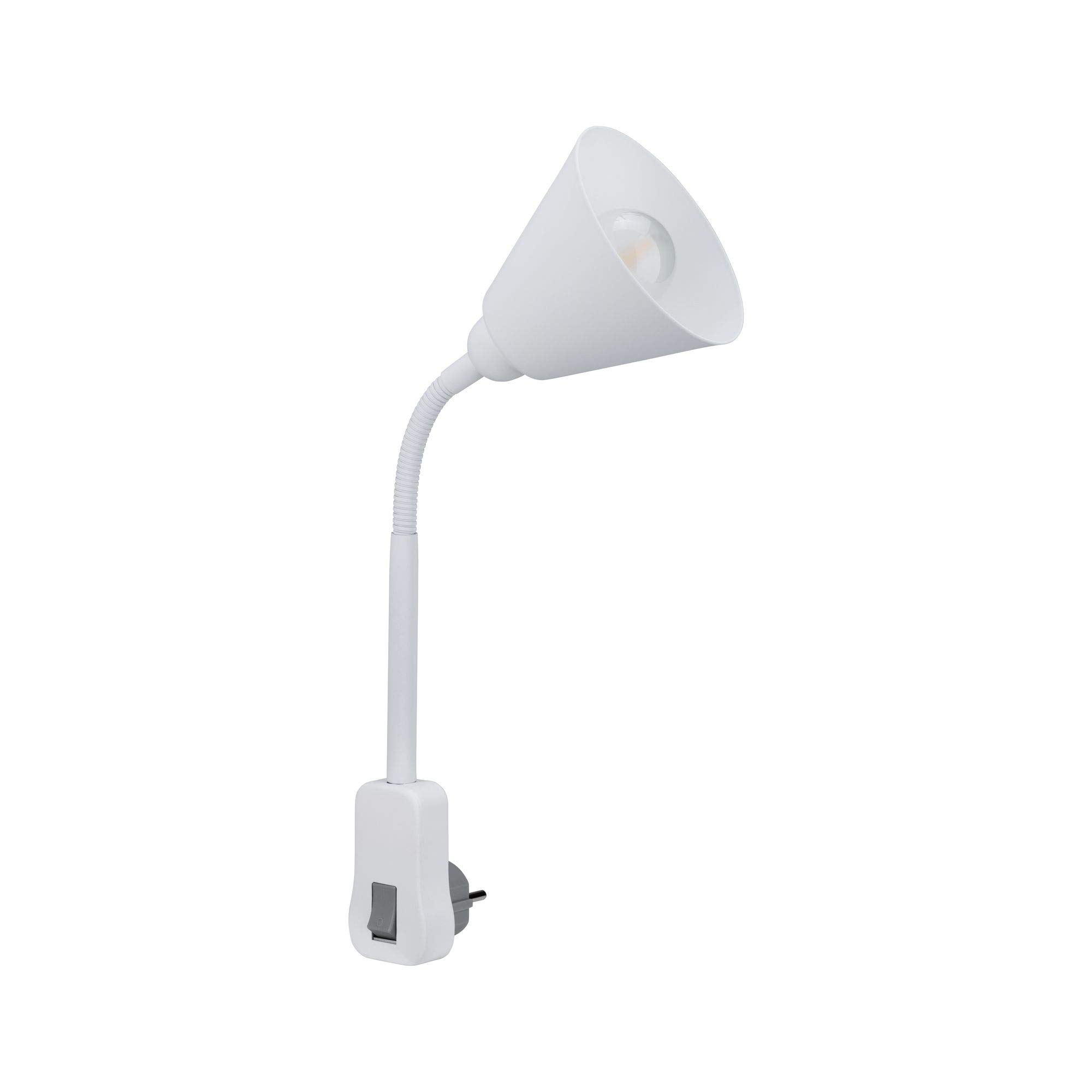 Paulmann 95428 Lampada da presa Junus con braccio flessibile max. 20 Watt lampada bianco metallo, plastica luce E14
