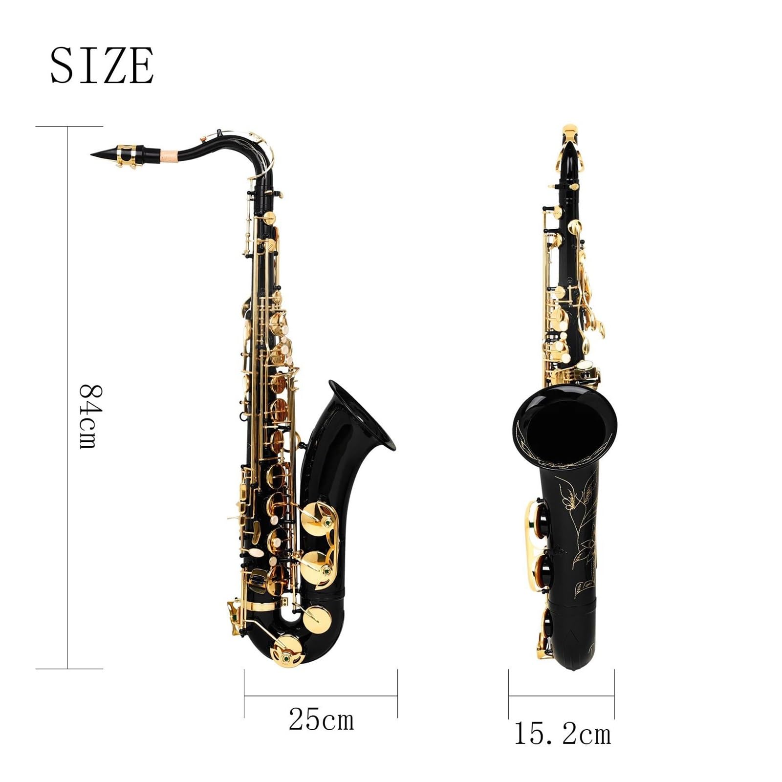 Saksofon Saksofon Tenorowy Bb Profesjonalny Instrument Dęty Blaszany Z Drewnianymi Uchwytami I Stojakiem Na Akcesoria Do Stroików(3)