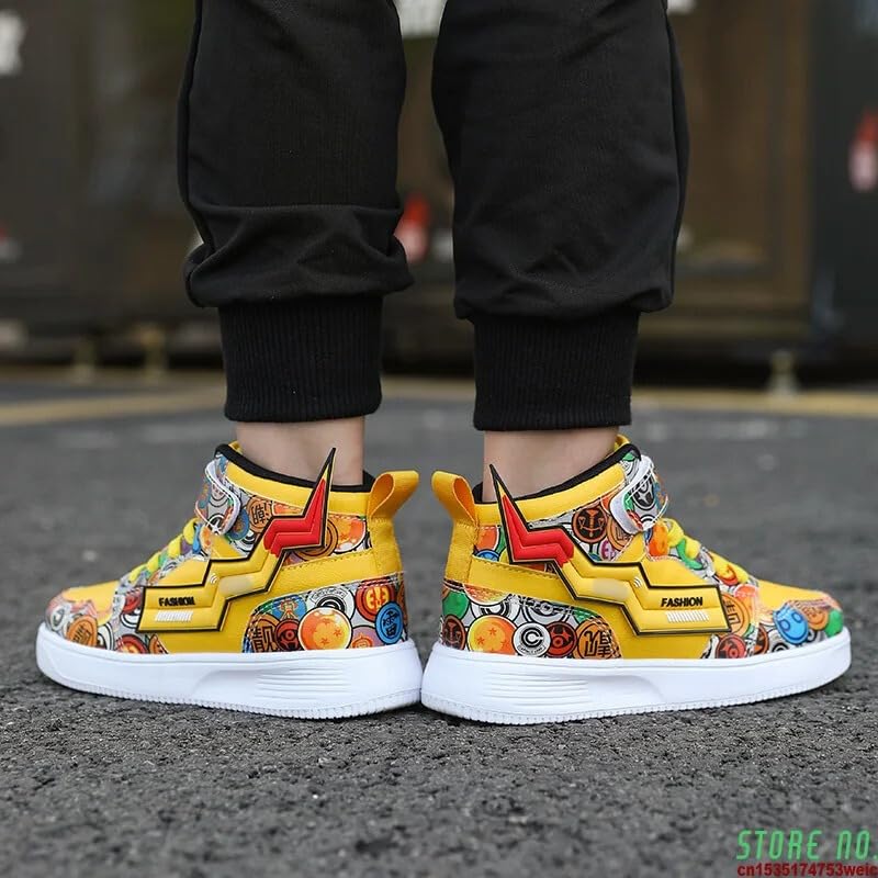 Image of Zixer Men's Light Weight High Top Platform Fashion Synthetic Leather Sneakers | Sports, Crazy Casual Shoes for Mens | Ankle Lace-Up Footwear for Men or Boys