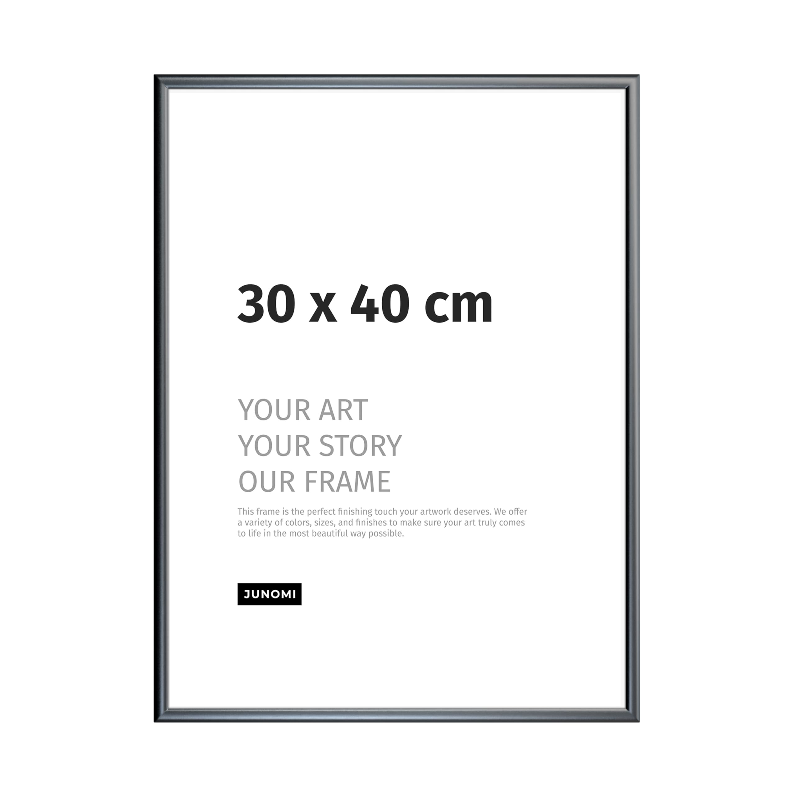 JUNOMI® Picture Frame 30 × 40 cm, Black Matt Aluminium, Slim Profile, Shatterproof Acrylic Glass - Image 2