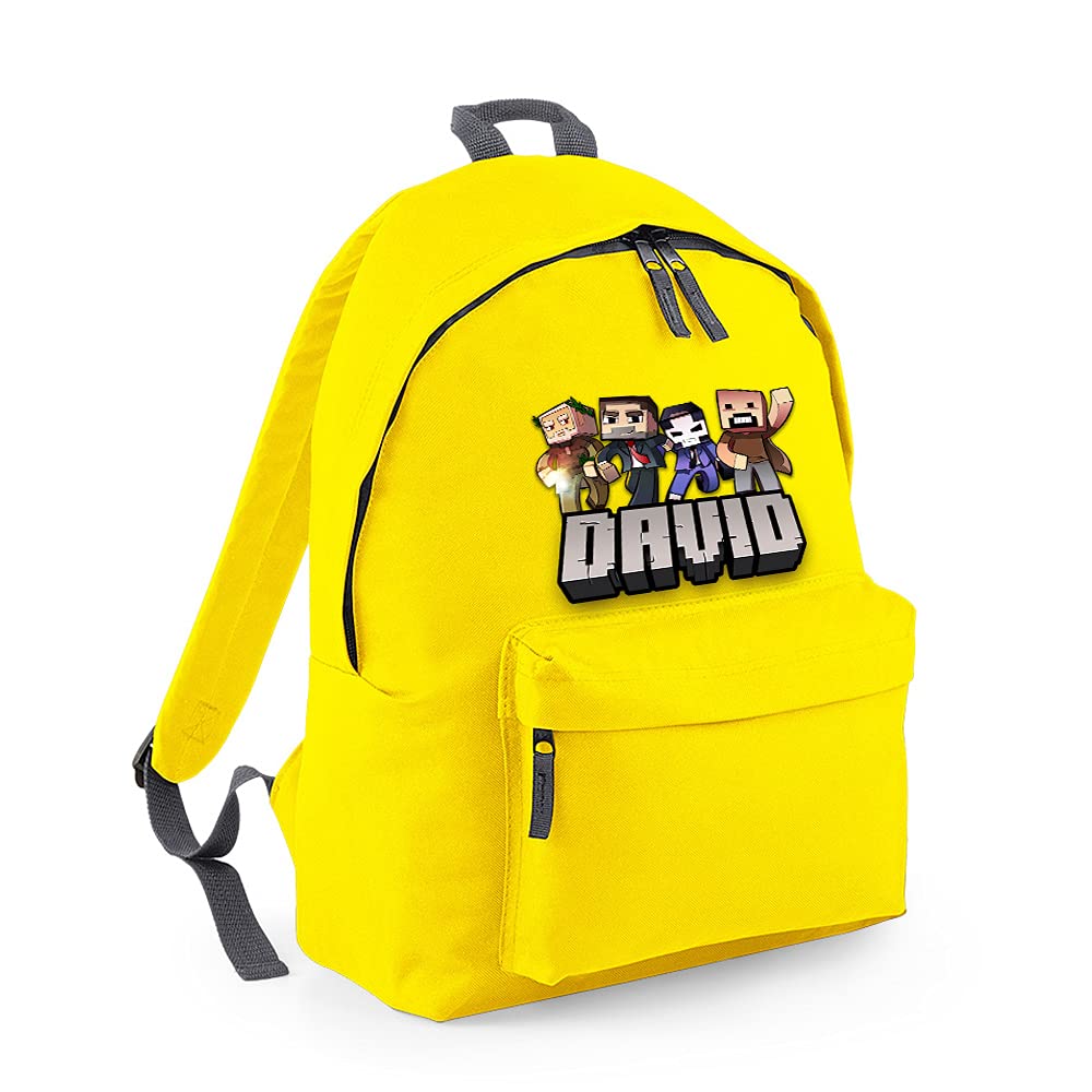 Personalised ANY NAME Cool Pixel Art funny Video Gamer, Gaming Enthusiast, Back to School, Fashion Backpack for Nursery/Preschool/Travel, Bookbags for Kids/Teen Fashion Rucksack Shoulder Bag.