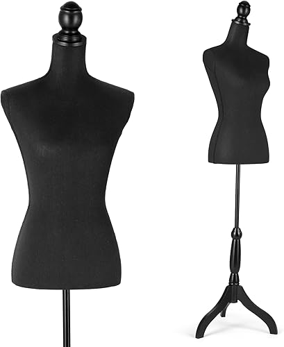 Kdpranky Maniquí femenino con soporte de altura ajustable, forma de vestido para exhibición o decoración