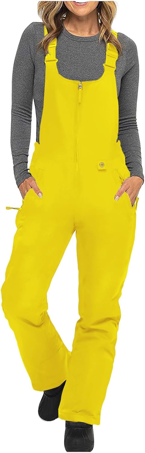 Womens Snow Bibs Ski Pants Overalls Insulated Waterproof Snow Suits Snowboarding Pants Winter Windproof Warm Coveralls
