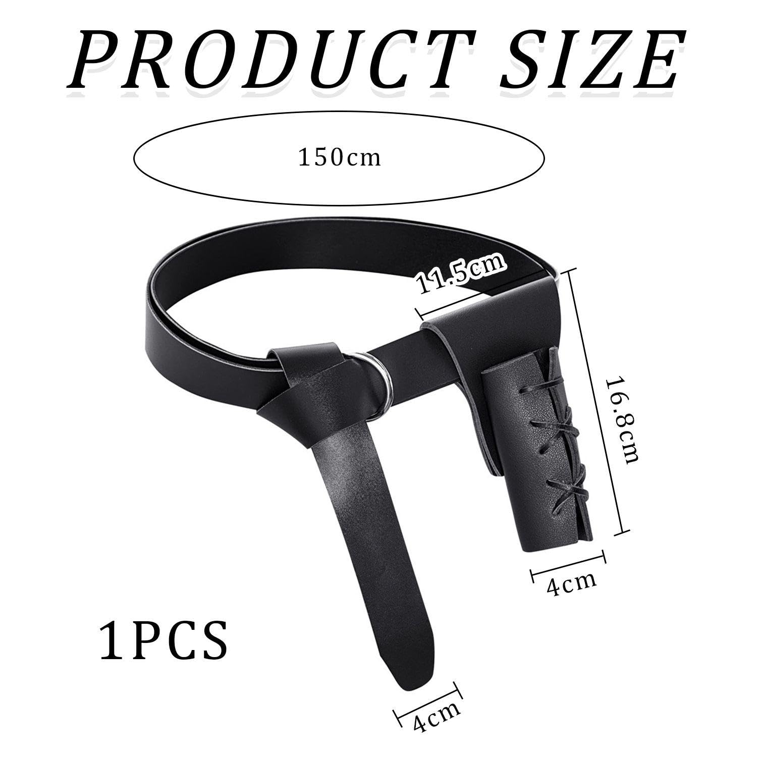 NIDHFG 1 Piece Black Belt, Knight Clothing Accessories, Pu Leather Belt, Retro Belt, Cosplay Clothing Accessories. - Image 2