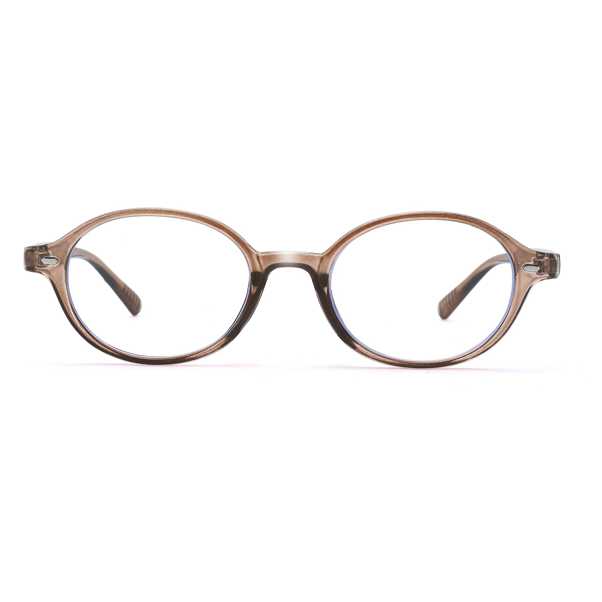 Bouryo Retro Oval Blue Light Glasses for Women & Men Vintage Acetate Frame Small Anti Glare Computer Eyewear Unisex