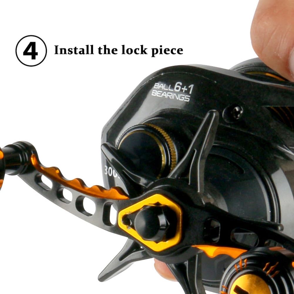 Baitcasting Reel Handle, Reel Replacement Metal Power Handle Grip, Fishing Reel Double Rocker Arm Handle Grip Replacement, Metal Rocker Arm Reel Replacement Accessory Double rocker +metal grip pill
