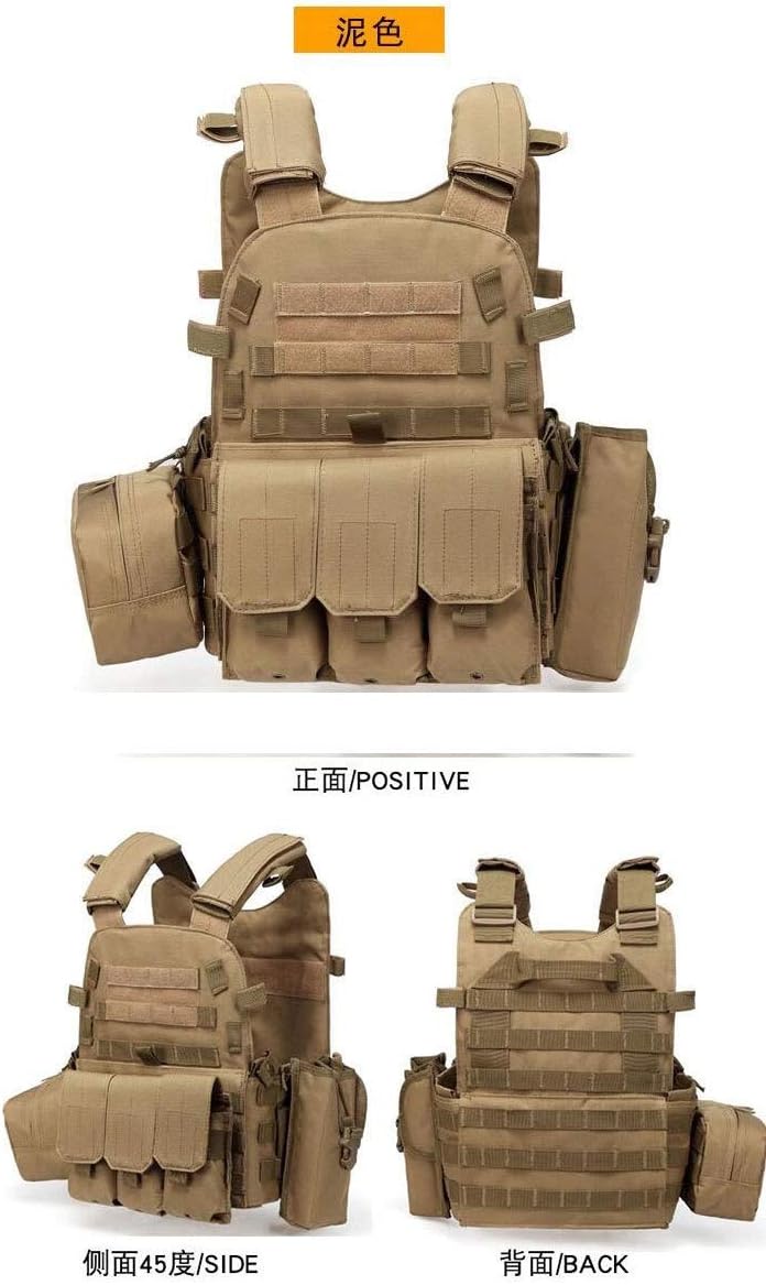 Outdoor tactical multi-function MOLLE expansion and convenience vest military training CS real combat combination tactical vest (tan)