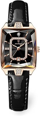 Poedagar Luxury Fashion Women Wristwatch Waterproof Date Rectangle Watch for Woman Diamond Dial Leather Band Quartz Womens Business Classic Watches