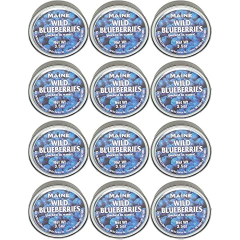 Authentic Wild Maine Blueberries Packed in Water. 3.5-ounce can - Great for Baking in Muffins and Pancakes (12 Pack) Cover