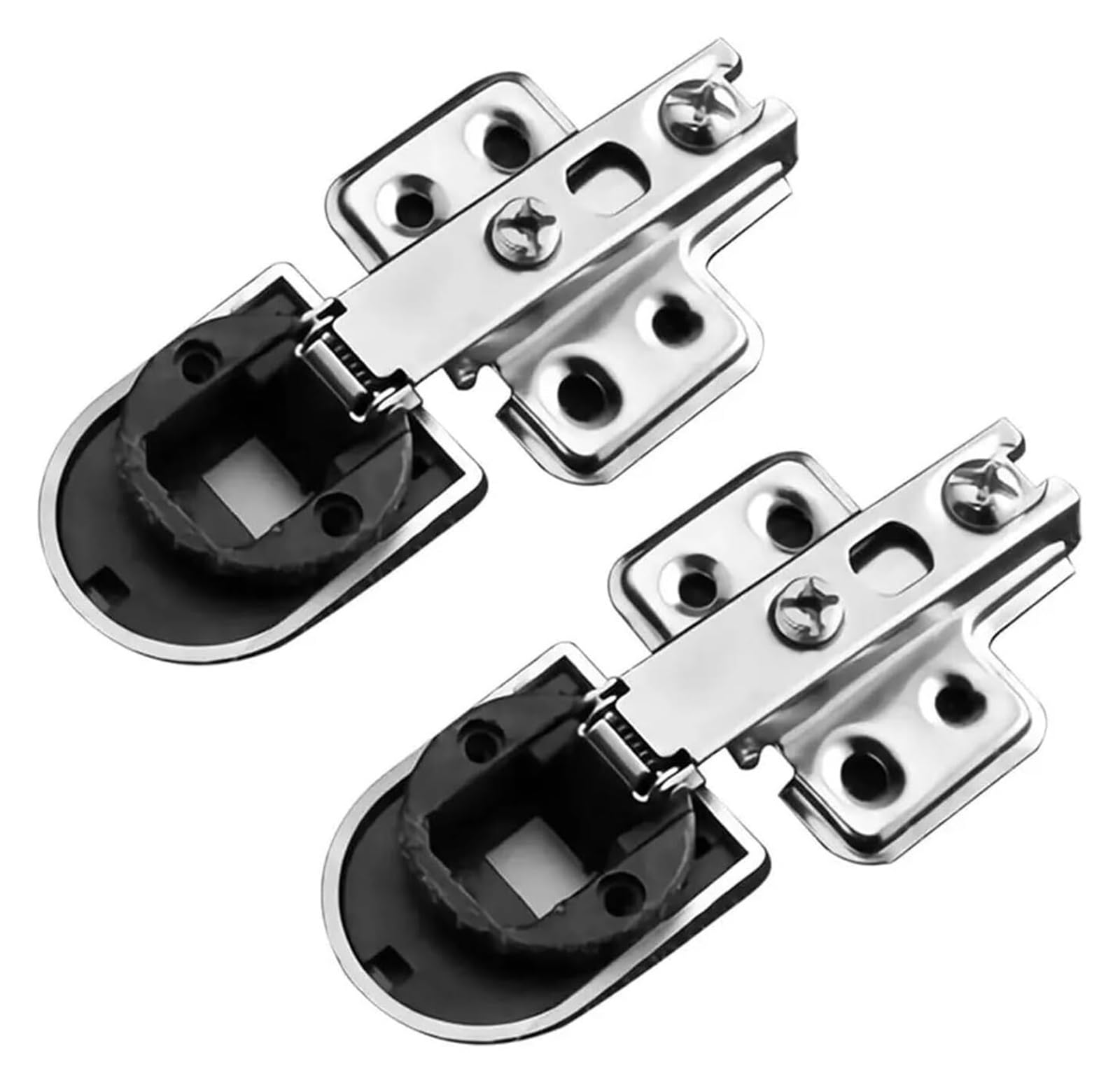 Stainless Steel Door and Window Hinges,2Pcs Glass Cabinet Door Hinge Opening 26mm Display Wine Cupboard No Hole Window Hinge Clip Connector Furniture Accessories(Straight Bend)