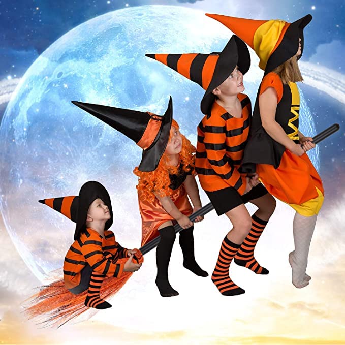 Partytoko 1 Pieces Halloween Witch Broom Kids Cosplay Broom Prop Broom Props for Halloween Party Costume Accessories, Orange (B0BJN4F549) Amazon Price History, Amazon Price Tracker