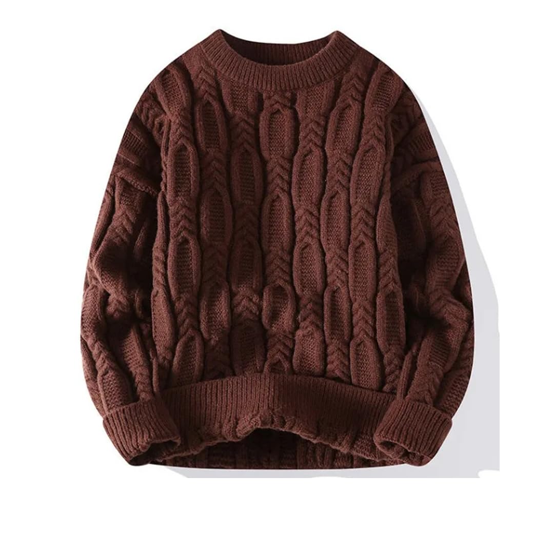 Męski ciepły sweter z dzianiny luźny sweter na co dzień sweter z długim rękawem sweter z dzianiny sweter
