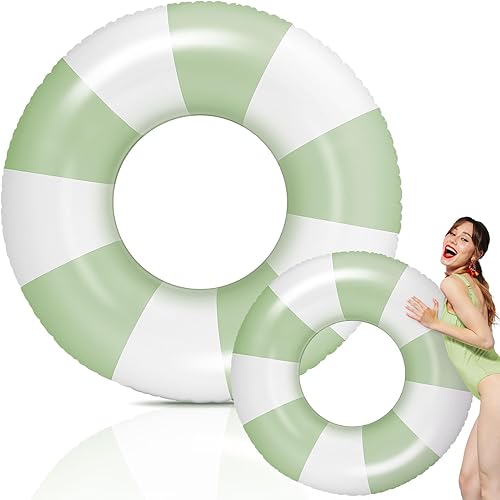 Leyndo Anillo de natación de 47.24 pulgadas, flotadores de piscina gigantes, anillos de piscina a rayas, tubo inflable grande para adultos,