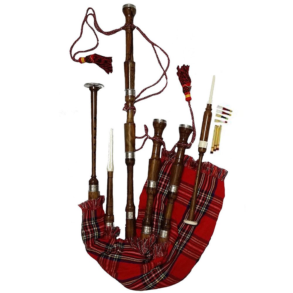 TC NEW - Cornamusa Highland in palissandro con ghiere argentate/cornamusa scozzese argento/Dudelsack