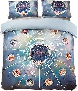 Odot 3D Bedding Duvet Cover Set, Bedding 3 PCS Easy Care Microfiber Anti-Allergic Soft Smooth with 1 x Duvet Cover x2 Pillowcases (Constellation) (200x230cm,Cancer)