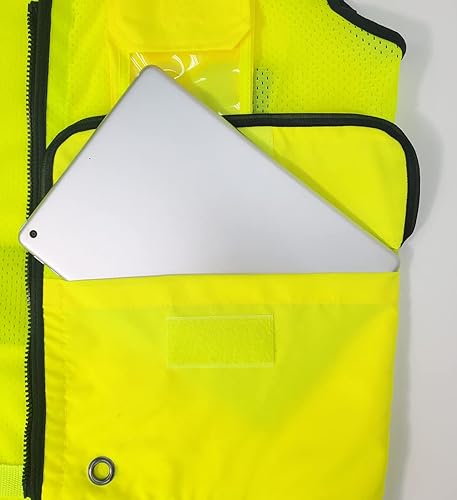 Miniatura 6 de SU350G Surveyors Clase 2 - Chaleco de seguridad con bolsillos para tablet y acolchado para el cuello, cumple con la norma ANSI/ISEA 107-2015, Verde