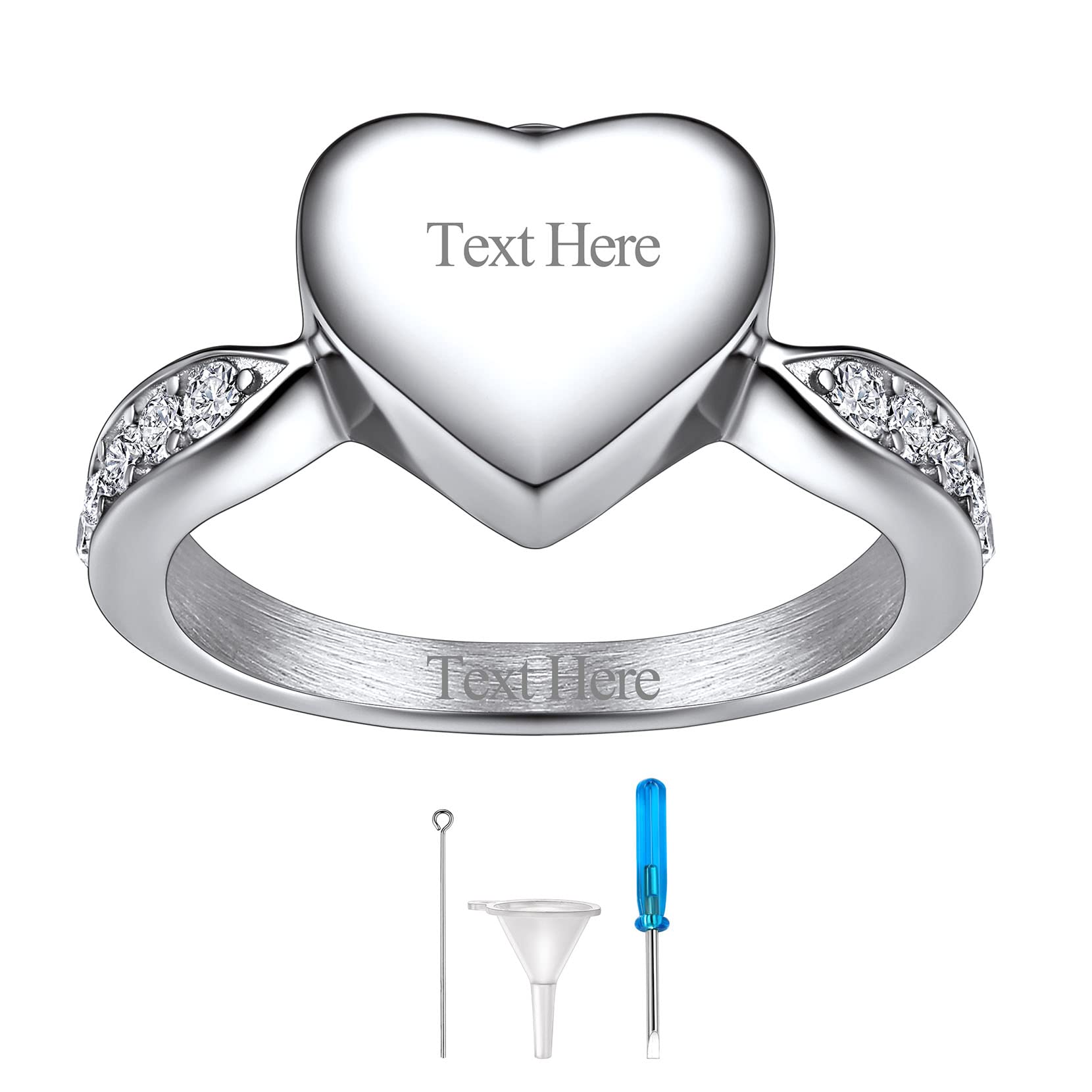 Richsteel Stainless Steel Heart/Claddagh Cremation Urn Ring for Ashes