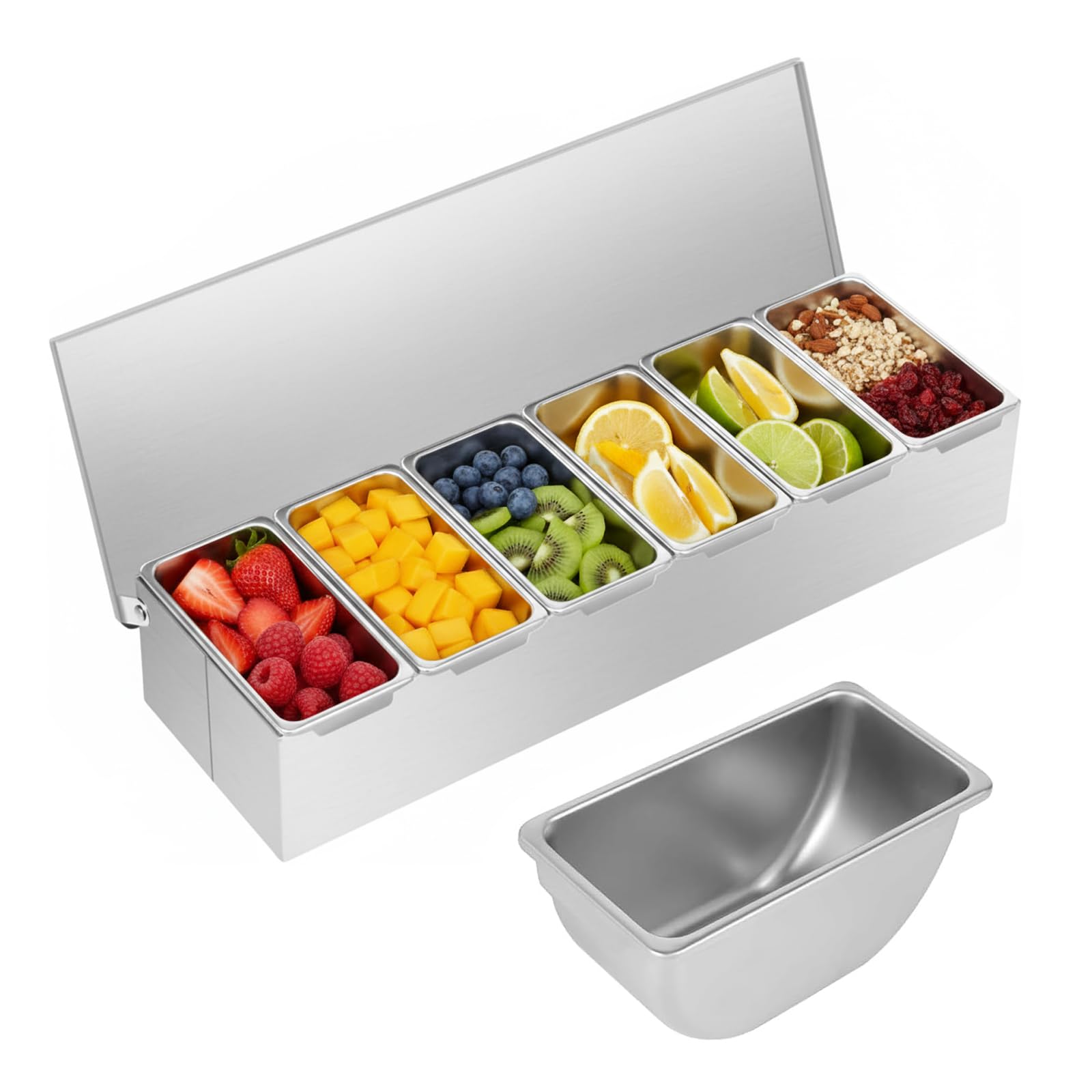 Lot de 6 boîtes Assaisonnement Box Set, Boîte d'assaisonnement en Acier Inoxydable Pots à épices Cuisine Condiment Jarres de Stockage de Conteneurs