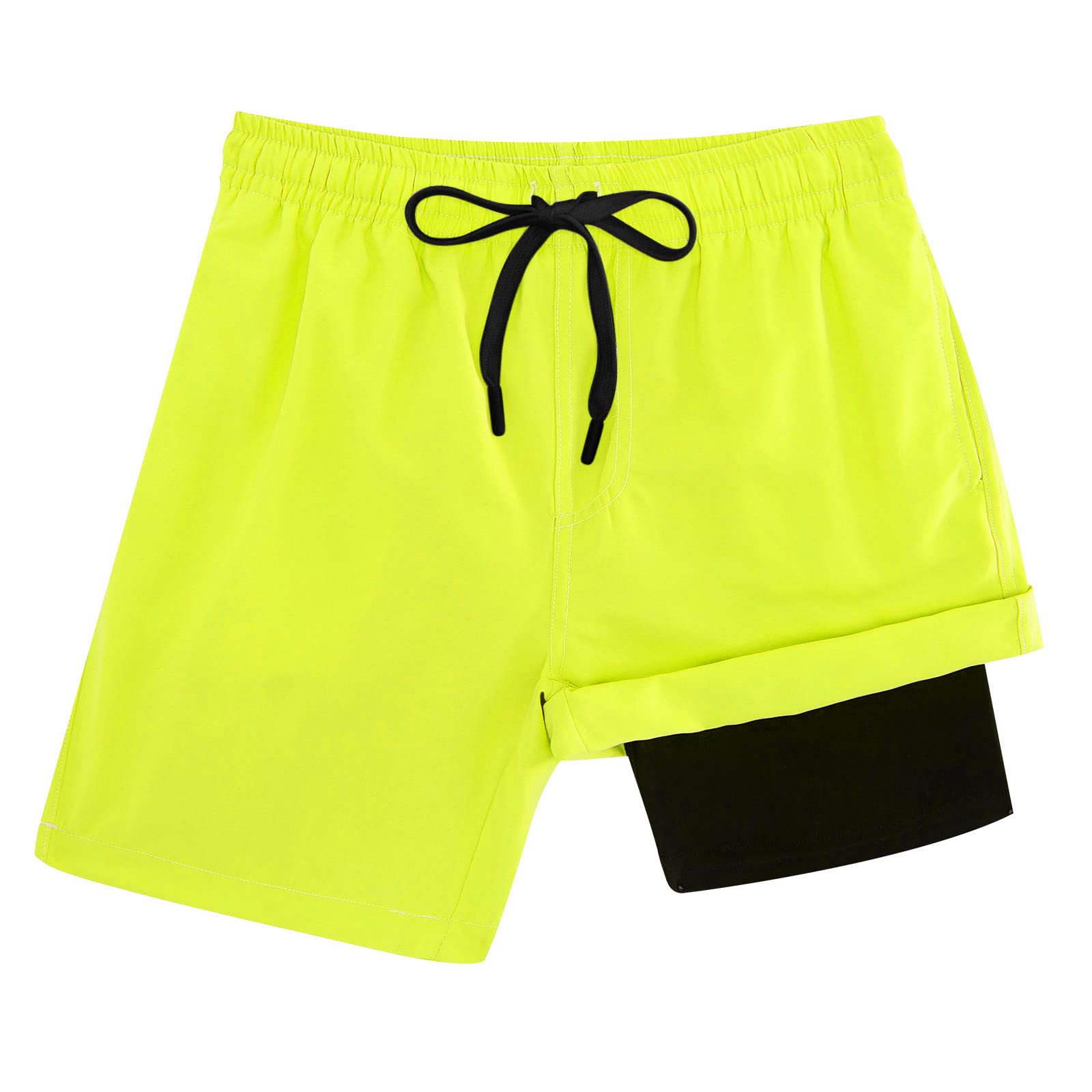 Cozople Boys Swim Trunks Compression Liner Swim Shorts Quick Dry Bathing Suit with Boxer Brief Swimwear 2-20T